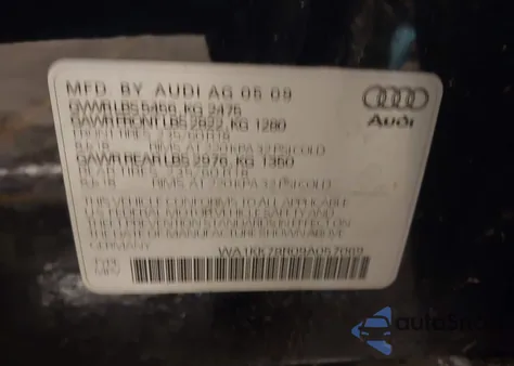 2009 Audi Q5 3.2 Premium из США, поврежденный, VIN WA1KK78R09A057069